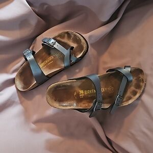 Birkenstock Mayari Birko Flor Metallic Blue - Size 38 (7-7.5)